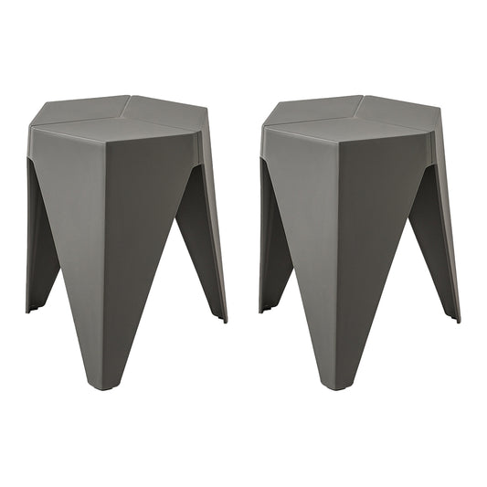 2x Bar Stools Puzzle Plastic Foot Stool Grey