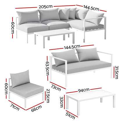 4 Seater Outdoor Sofa Set Aluminium Lounge Setting