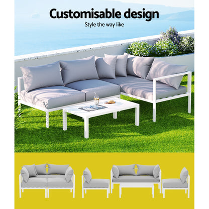 4 Seater Outdoor Sofa Set Aluminium Lounge Setting