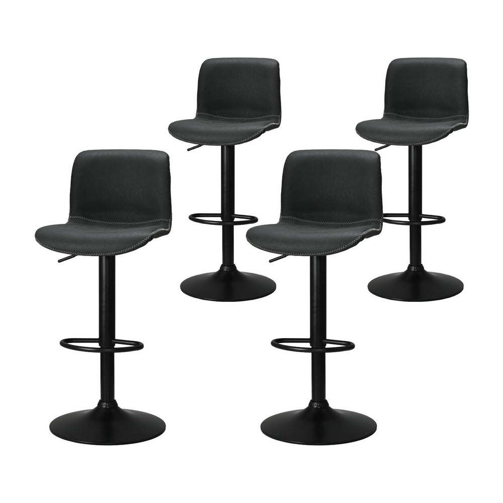 4x Bar Stools Kitchen Swivel Gas Lift Chairs Black