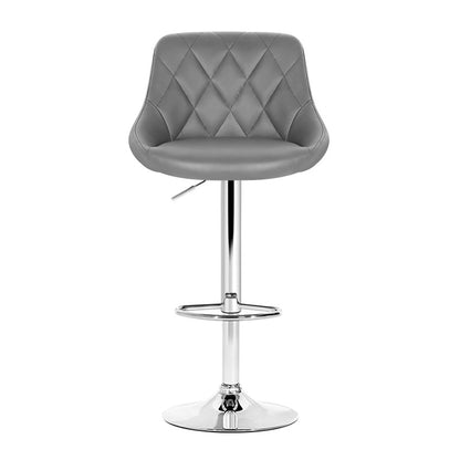 4x Bar Stools Leather Padded Gas Lift Grey