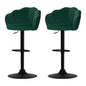 2x Bar Stools Gas Lift Velvet Green