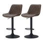 2x Bar Stools Gas Lift Vintage Leather Brown