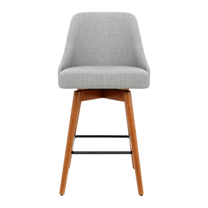 4x Bar Stools Swivel Seat Wooden Grey