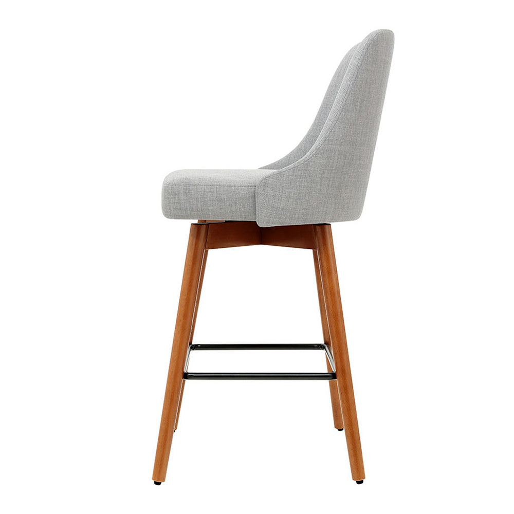 4x Bar Stools Swivel Seat Wooden Grey