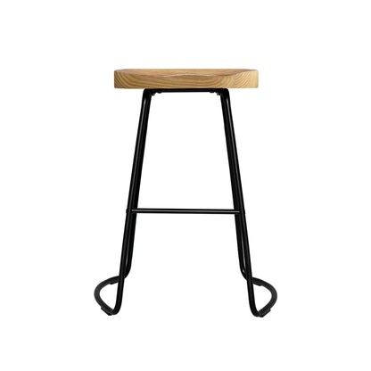 2x Bar Stools Tractor Seat 65cm Wooden