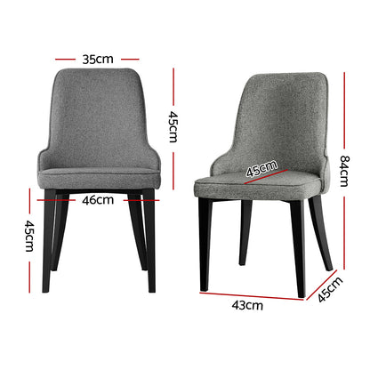 Dining Chairs Set of 2 Linen Fabric Grey