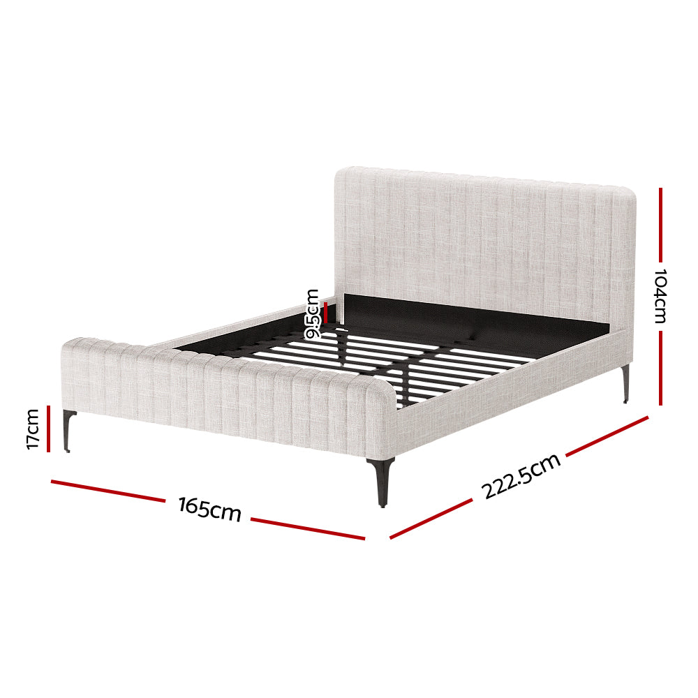 Bed Frame Queen Size Beige AMMY