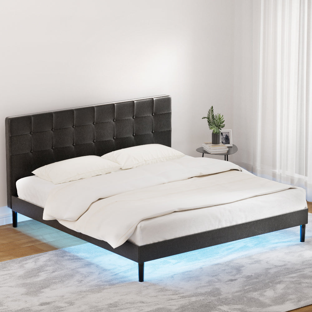 Bed Frame King Size LED Black RAVI