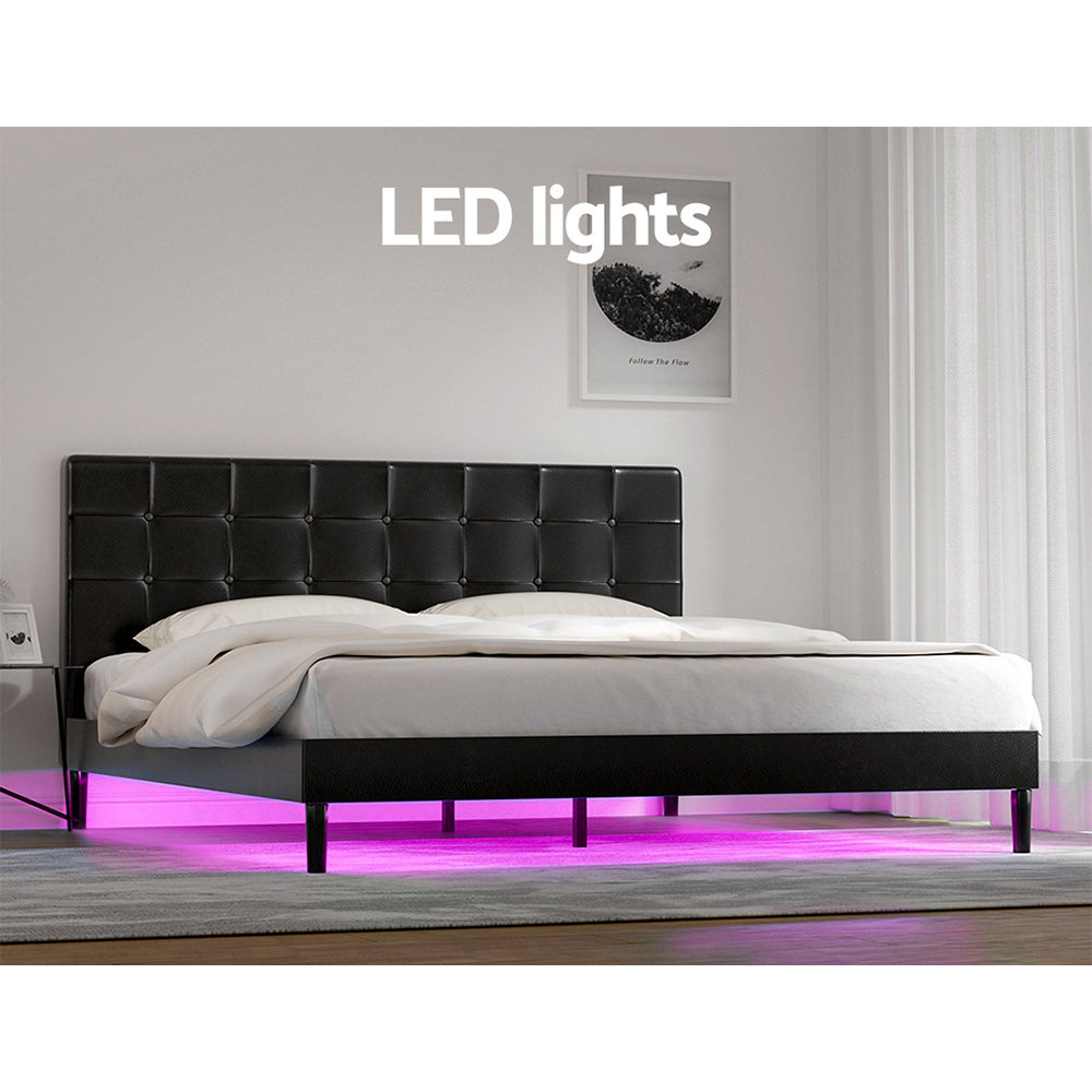 Bed Frame King Size LED Black RAVI