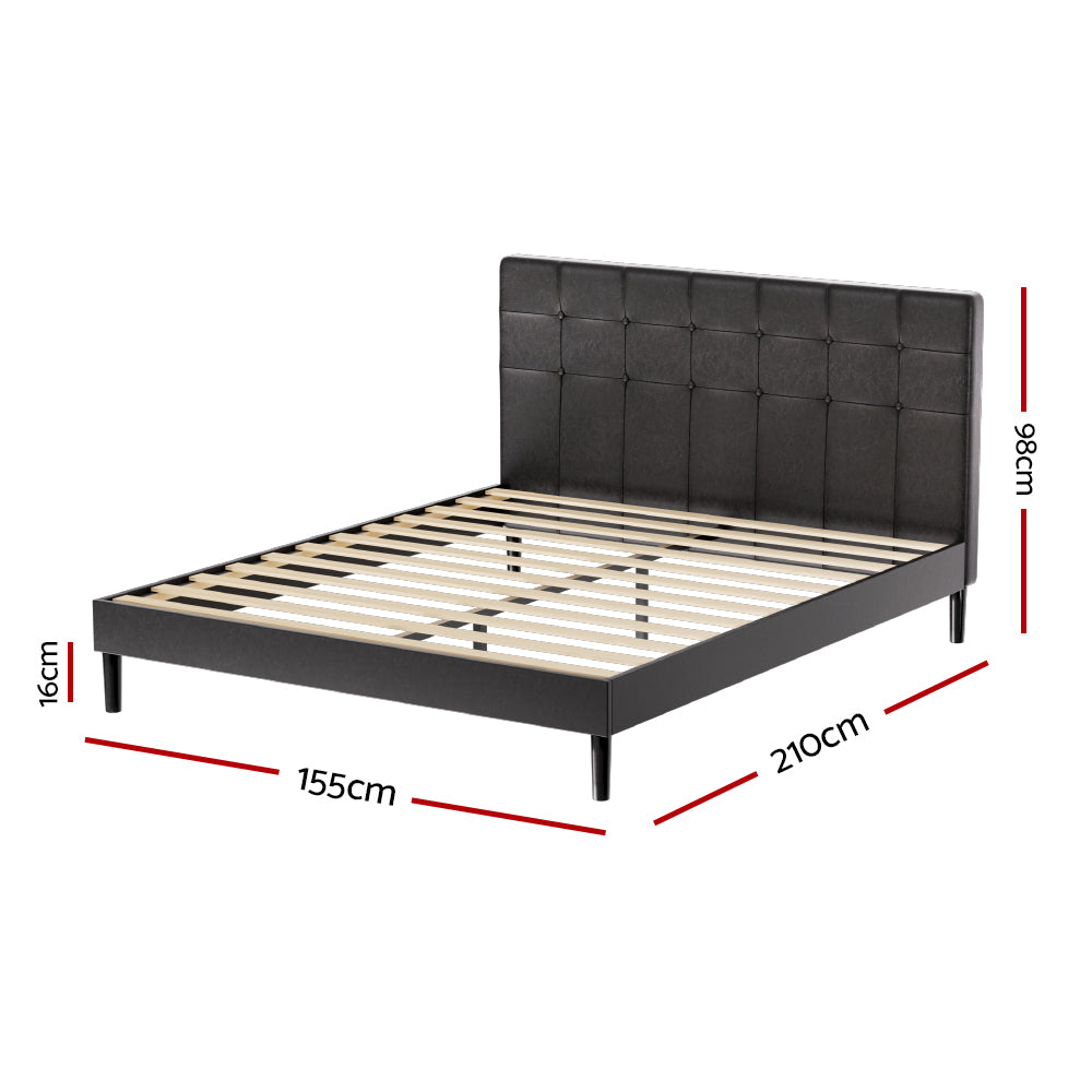 Bed Frame Queen Size LED Black RAVI