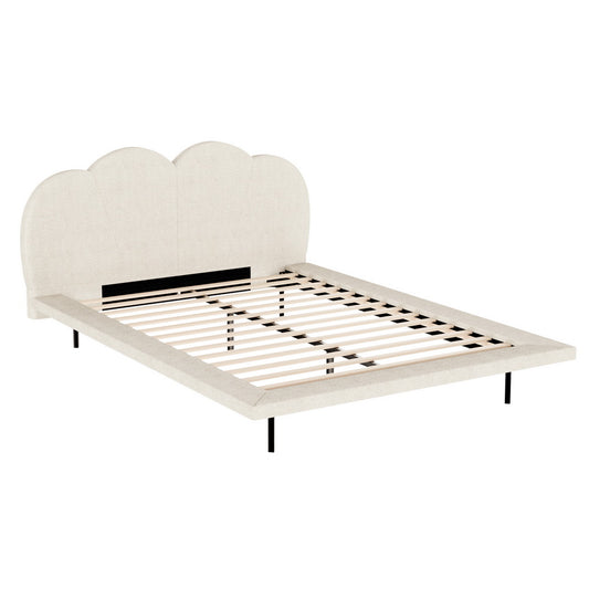 Bed Frame Queen Size Boucle Beige SASA