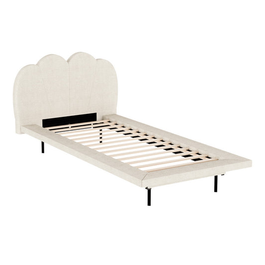 Sasa Bed Frame Single Size Boucle Beige