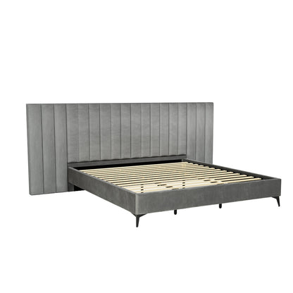 Artiss Bed Frame King Size Velvet Grey LOTT