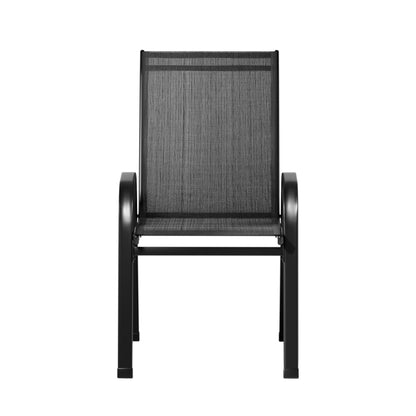 4PC Outdoor Dining Chairs Stackable Lounge Chair Patio Furniture Black