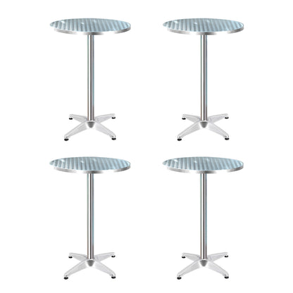 Set of 4 Outdoor Bar Table Aluminium Round 70/110CM