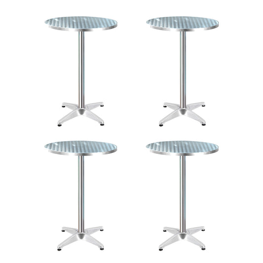 Set of 4 Outdoor Bar Table Aluminium Round 70/110CM