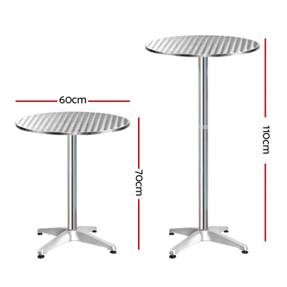 Set of 4 Outdoor Bar Table Aluminium Round 70/110CM