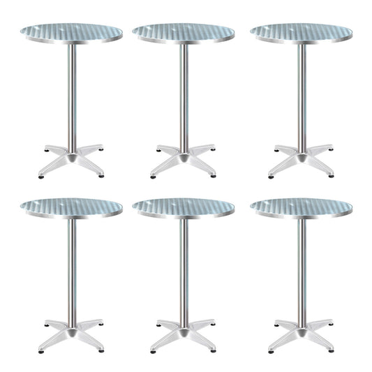 Set of 6 Outdoor Bar Table Aluminium Round 70/110CM