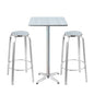 3-Piece Outdoor Bar Set Bistro Table Stools Adjustable Square Cafe