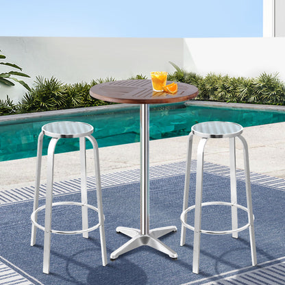 3-Piece Outdoor Bar Set Bistro Table Stools Adjustable Square Cafe