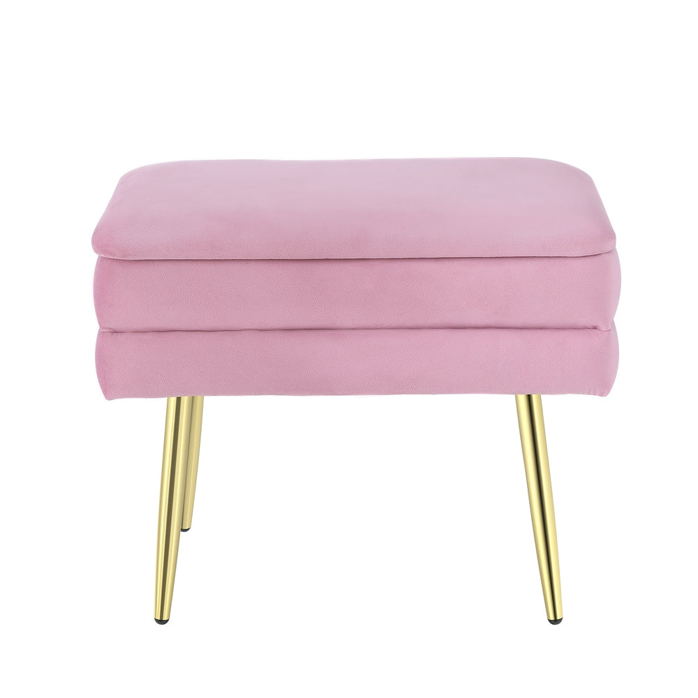 Ottoman Storage Foot Stool Velvet Pink