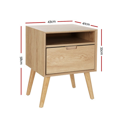 Bedside Table Drawers Side Table Shelf Storage Cabinet Nightstand GORR