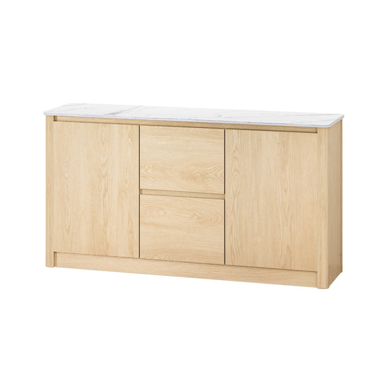 Buffet Sideboard Marble Style Tabletop - Pine