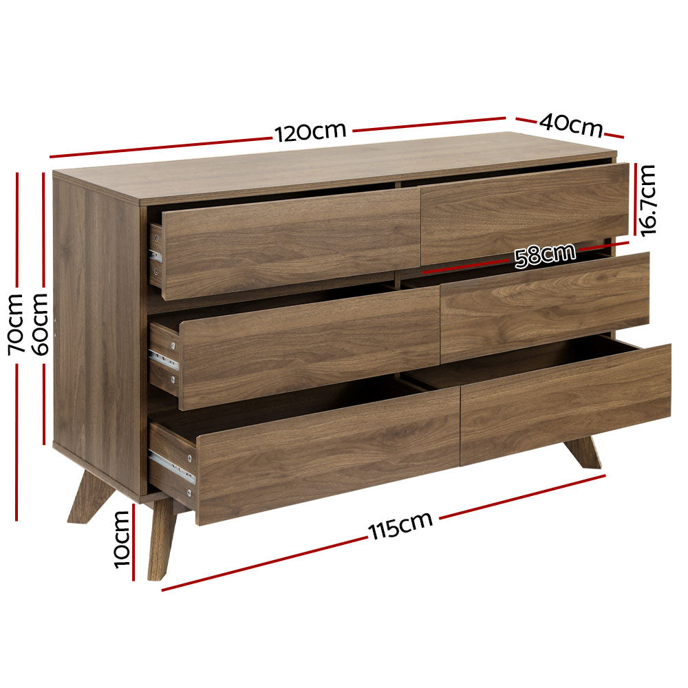 6 Chest of Drawers - XAVI Walnut