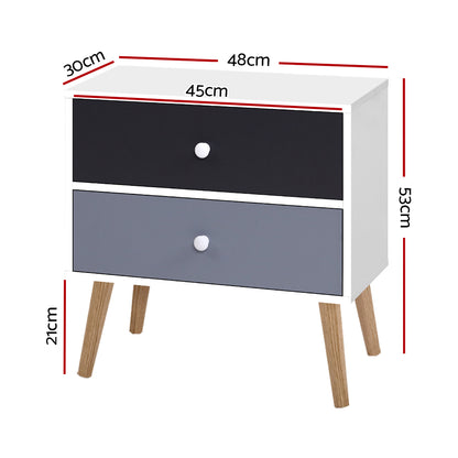 Bedside Table 2 Drawers - BONDS White