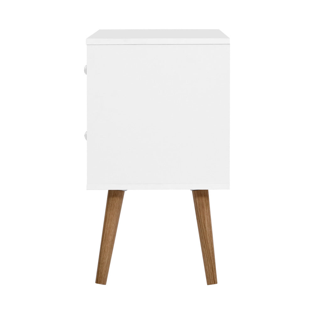 Bedside Table 2 Drawers - BONDS White