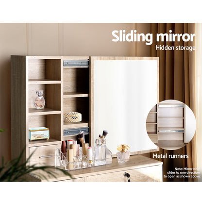 Dressing Table Stool Set Sliding Mirror Oak Diane