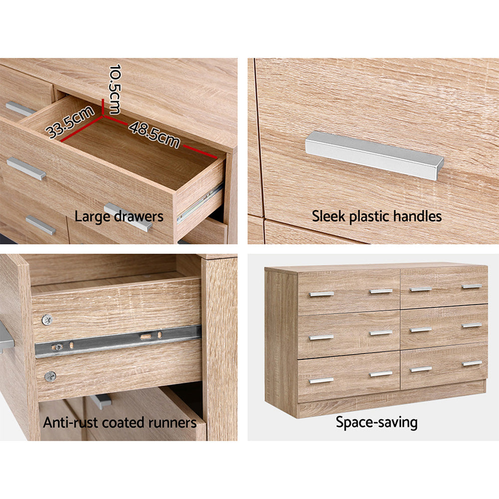 6 Chest of Drawers - VEDA Oak