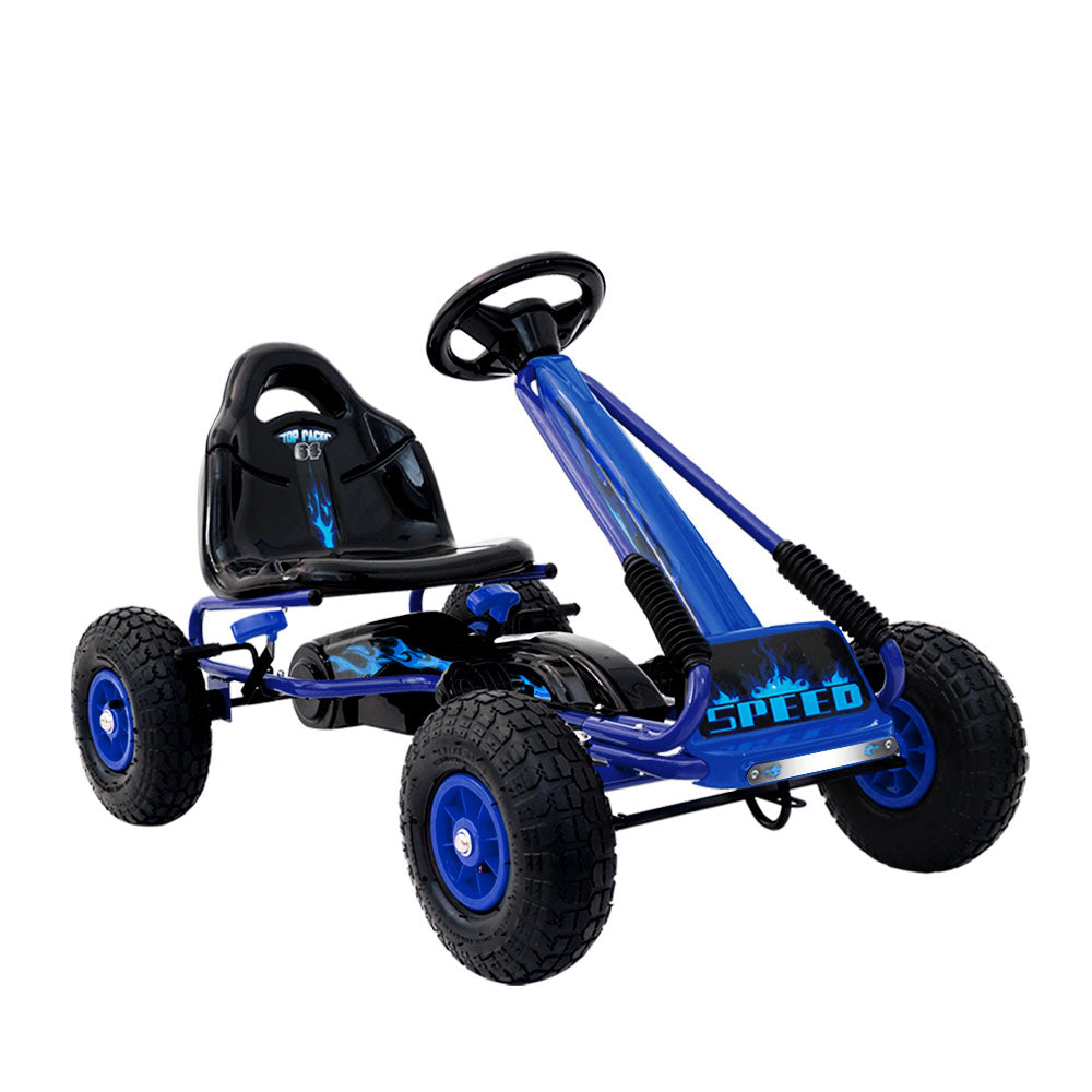 Rigo Kids Pedal Go Kart Ride On Toys Racing Car Rubber Tyre Blue