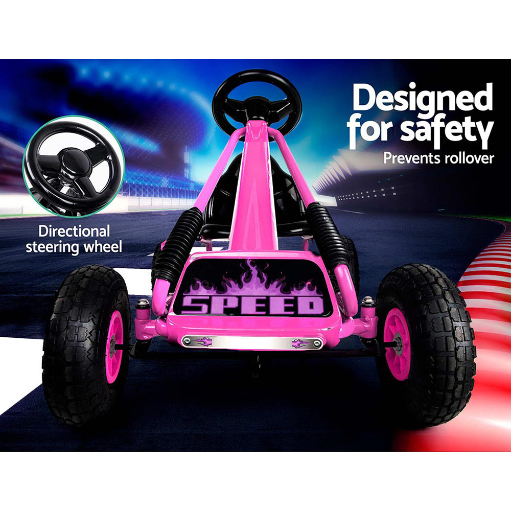 Rigo Kids Pedal Go Kart Ride On Toys Racing Car Rubber Tyre Pink