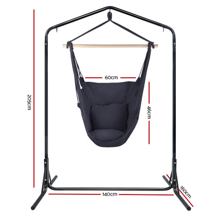 Outdoor Hammock Chair with Stand Swing Hanging Hammock with Pillow Grey