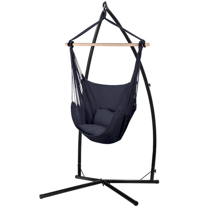 Hammock Chair Outdoor Camping Hanging with Steel Stand Grey