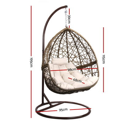 Outdoor Egg Swing Chair Wicker Rattan Furniture Pod Stand Cushion Latte