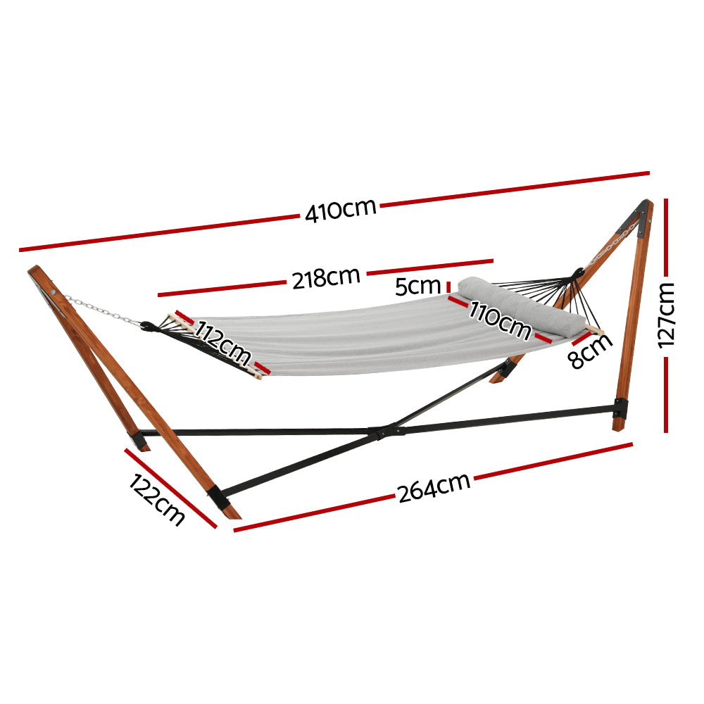 Hammock Bed Outdoor Camping Timber Hammock with Stand Grey