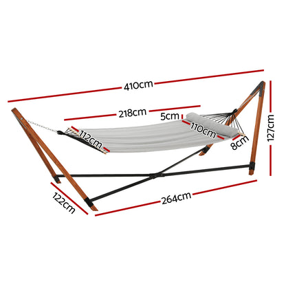 Hammock Bed Outdoor Camping Timber Hammock with Stand Grey