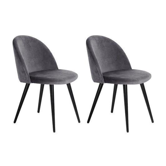 Dining Chairs Grey Velvet Set of 2 Charles