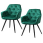 Dining Chairs Set of 2 Velvet Diamond Tufted Armchair Green