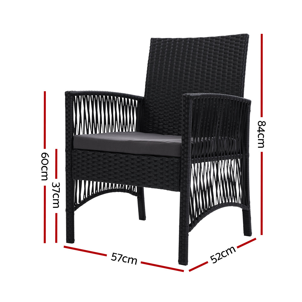 2PC Outdoor Dining Chairs Patio Furniture Wicker Lounge Chair Garden