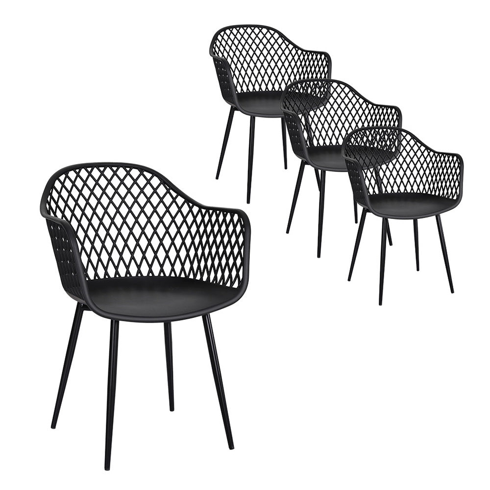 4PC Outdoor Dining Chairs PP Lounge Chair Patio Furniture Garden Black