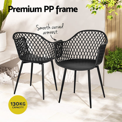 4PC Outdoor Dining Chairs PP Lounge Chair Patio Furniture Garden Black