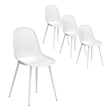 4PC Outdoor Dining Chairs PP Lounge Chair Patio Garden Furniture White