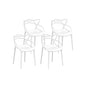 4PC Outdoor Dining Chairs PP Portable Stackable Chair Patio Furniture White