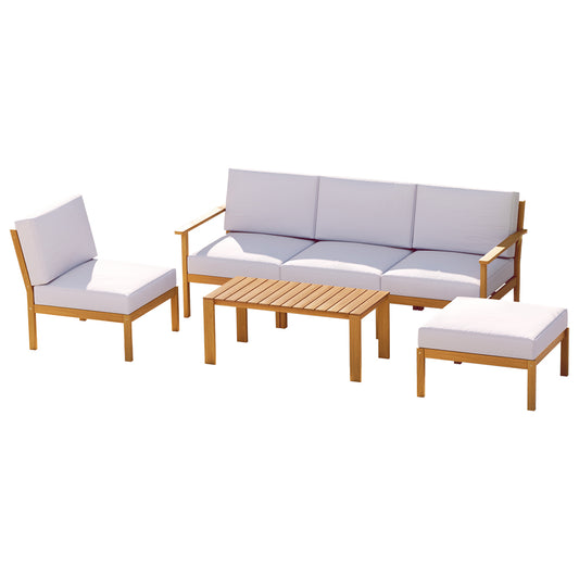 5-Seater Outdoor Sofa Set Wooden Lounge Setting 6PCS