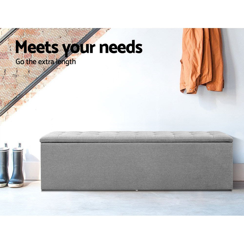 Storage Ottoman Blanket Box 140cm Linen Grey