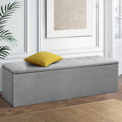 Storage Ottoman Blanket Box 140cm Linen Grey